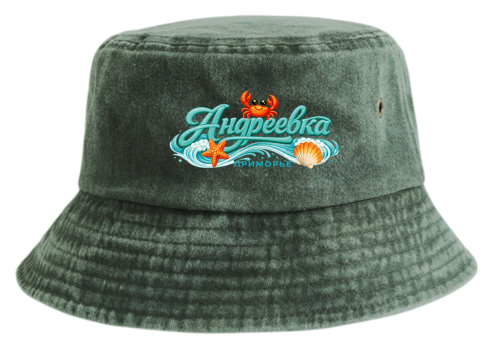Панама взрослая с печатью Андреевка Чайка (Темно-зеленый, 54-60)