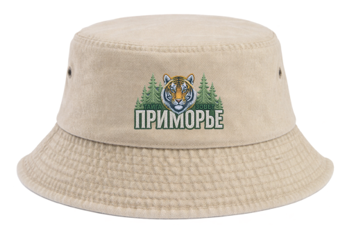 Панама взрослая с печатью Приморье Тигр Тайга (Бежевый, 54-60)